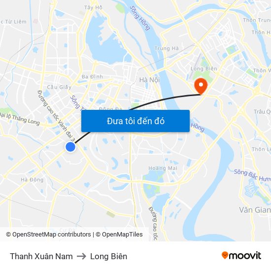 Thanh Xuân Nam to Long Biên map