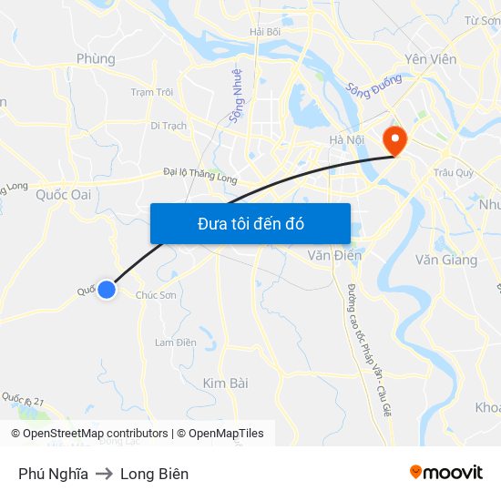 Phú Nghĩa to Long Biên map