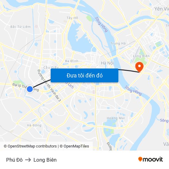 Phú Đô to Long Biên map