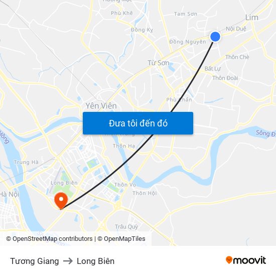 Tương Giang to Long Biên map