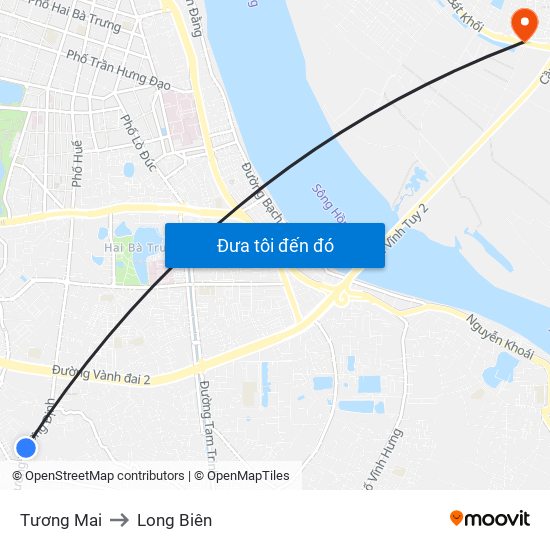 Tương Mai to Long Biên map