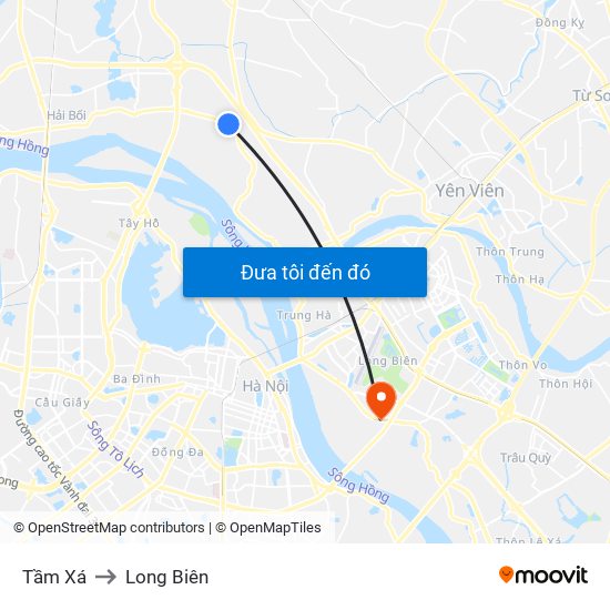Tầm Xá to Long Biên map