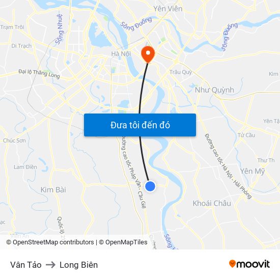 Vân Tảo to Long Biên map