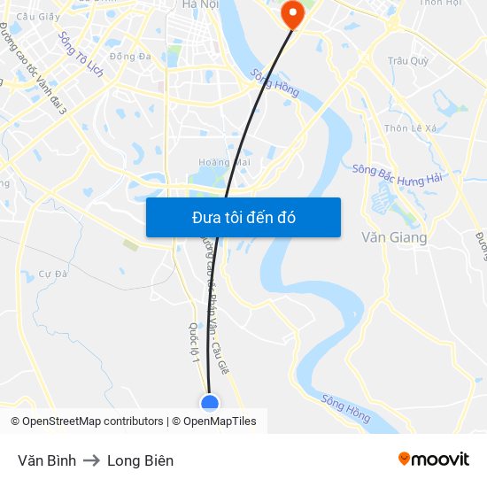 Văn Bình to Long Biên map