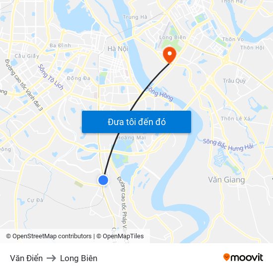 Văn Điển to Long Biên map