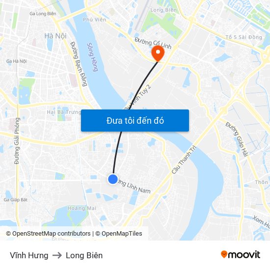 Vĩnh Hưng to Long Biên map