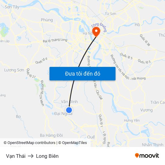 Vạn Thái to Long Biên map