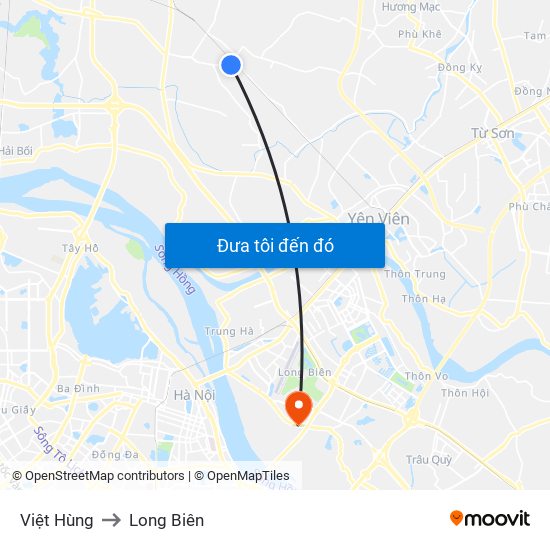 Việt Hùng to Long Biên map