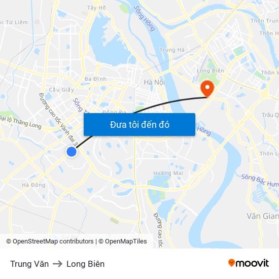 Trung Văn to Long Biên map