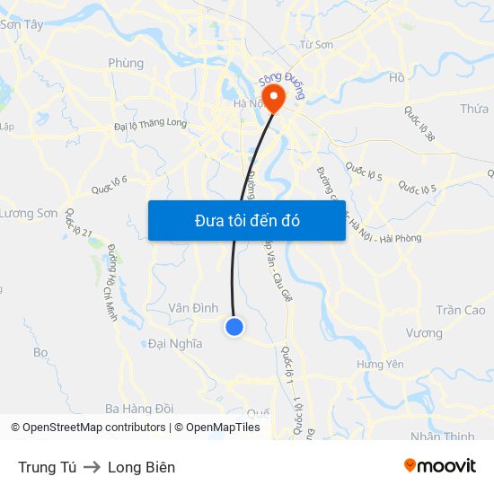 Trung Tú to Long Biên map