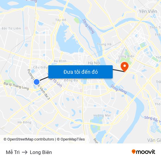 Mễ Trì to Long Biên map
