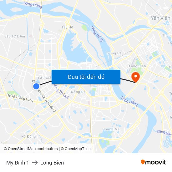 Mỹ Đình 1 to Long Biên map