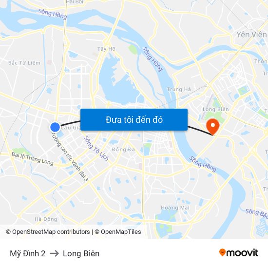 Mỹ Đình 2 to Long Biên map