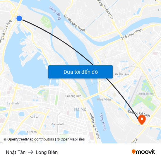 Nhật Tân to Long Biên map