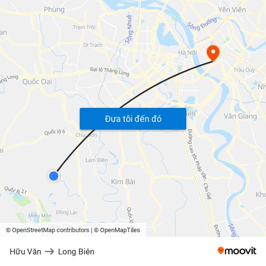 Hữu Văn to Long Biên map