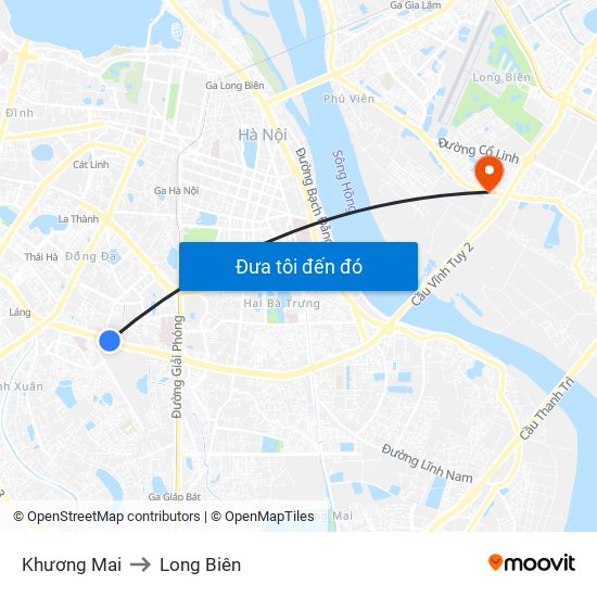 Khương Mai to Long Biên map