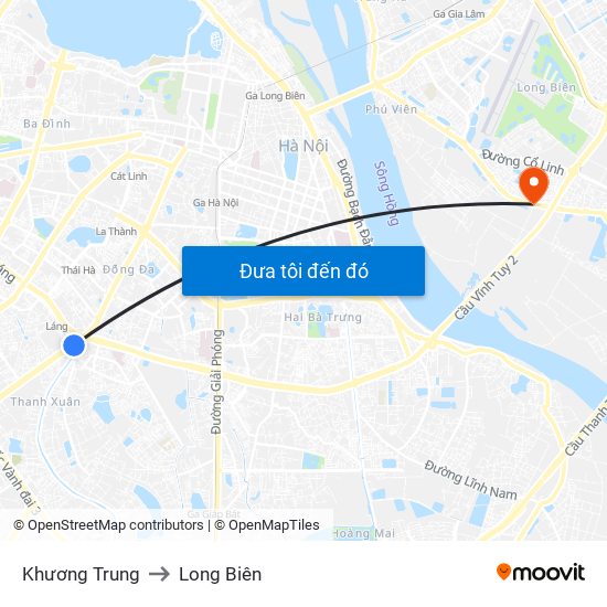 Khương Trung to Long Biên map