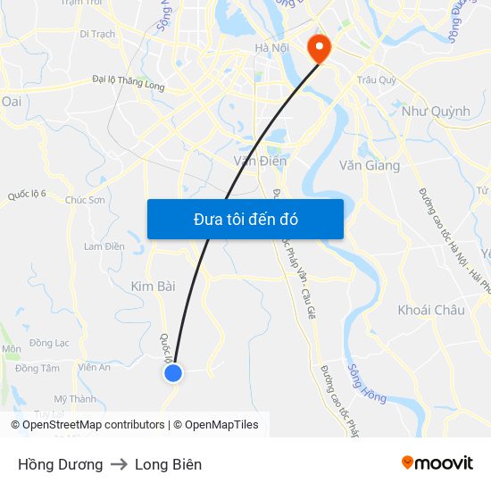 Hồng Dương to Long Biên map