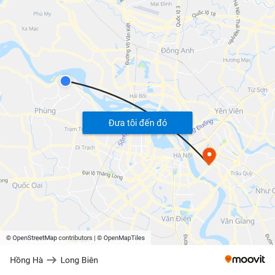 Hồng Hà to Long Biên map