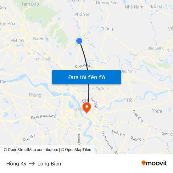 Hồng Kỳ to Long Biên map