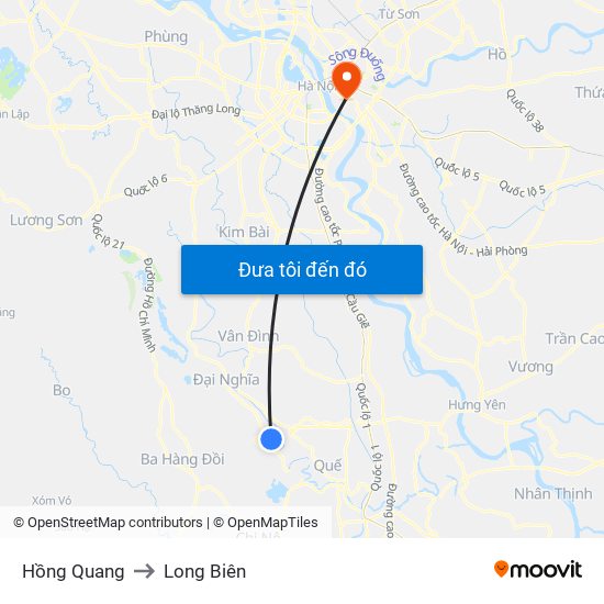 Hồng Quang to Long Biên map