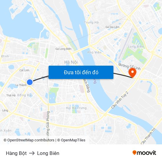 Hàng Bột to Long Biên map