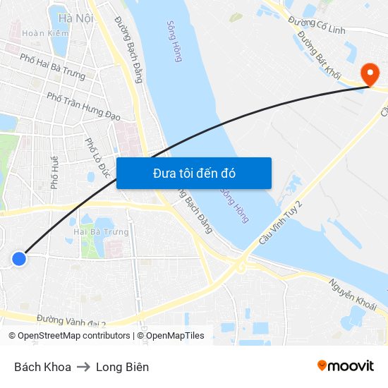 Bách Khoa to Long Biên map