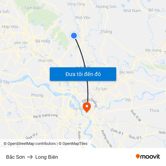 Bắc Sơn to Long Biên map