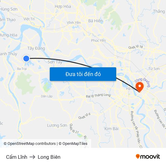 Cẩm Lĩnh to Long Biên map