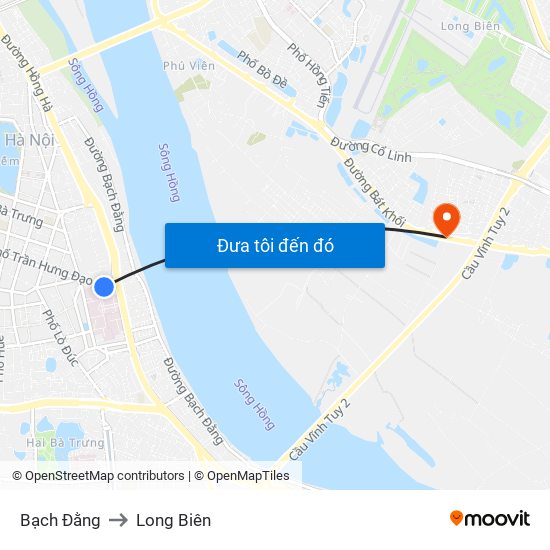 Bạch Đằng to Long Biên map