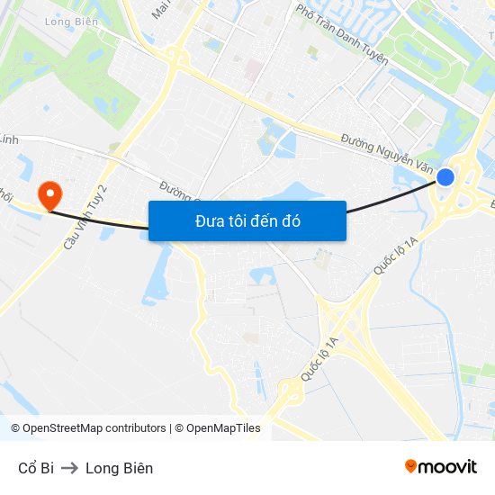 Cổ Bi to Long Biên map