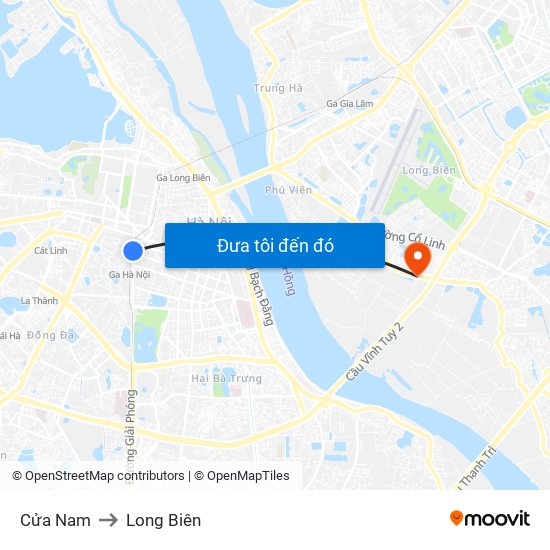 Cửa Nam to Long Biên map