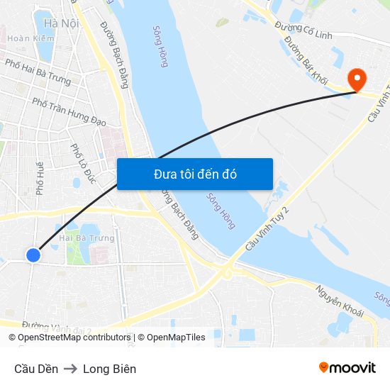 Cầu Dền to Long Biên map