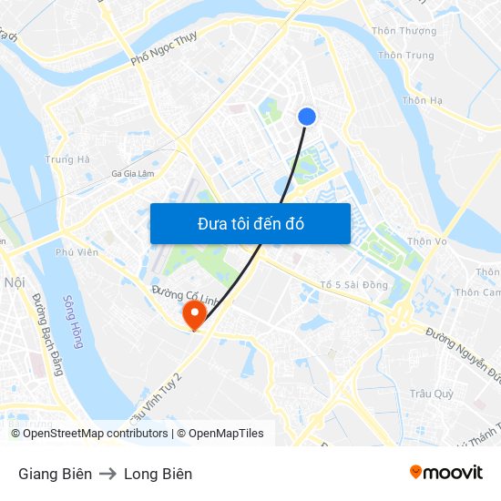Giang Biên to Long Biên map