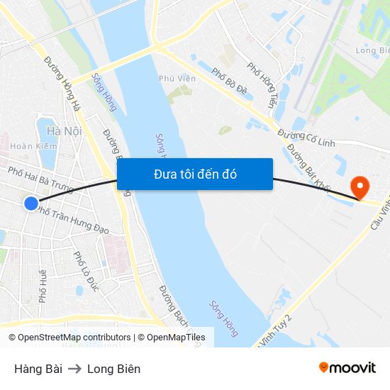 Hàng Bài to Long Biên map