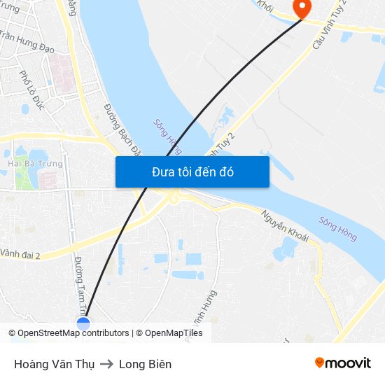 Hoàng Văn Thụ to Long Biên map