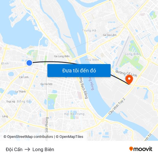 Đội Cấn to Long Biên map