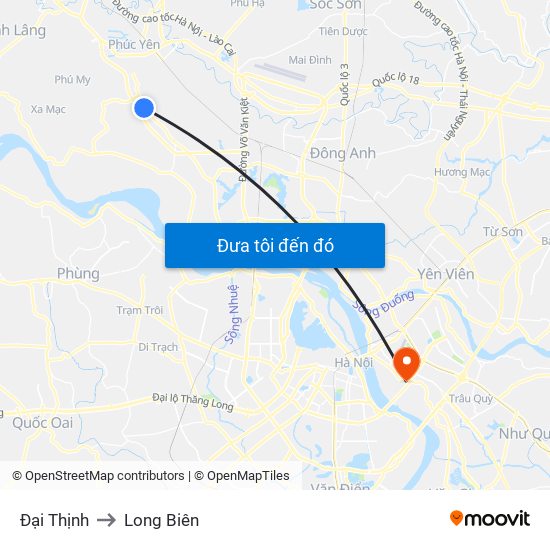 Đại Thịnh to Long Biên map