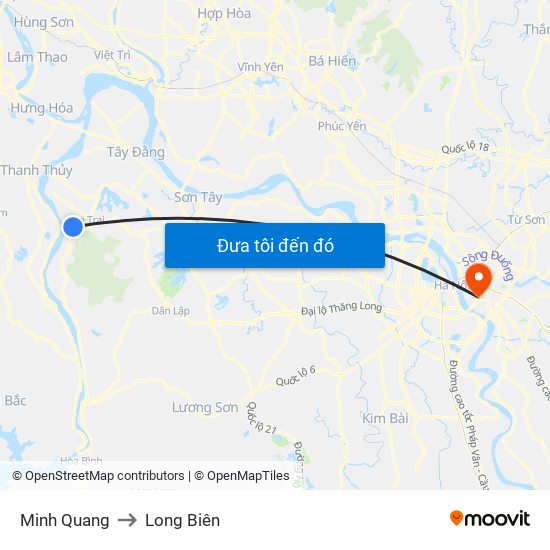 Minh Quang to Long Biên map