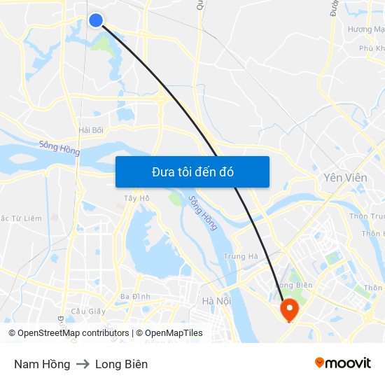 Nam Hồng to Long Biên map