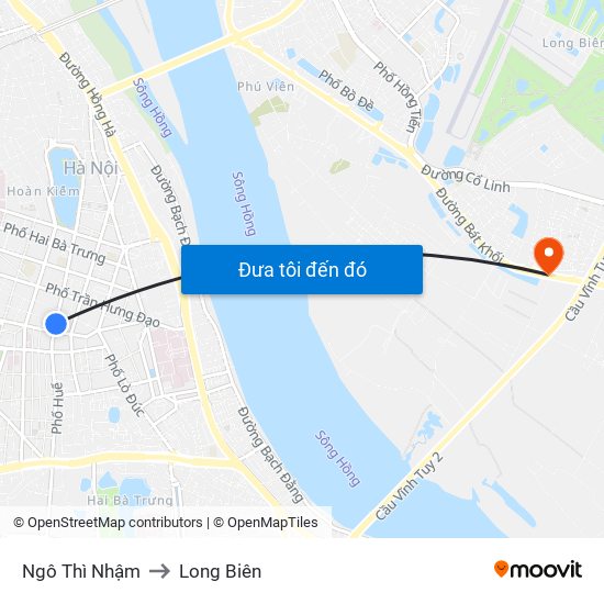Ngô Thì Nhậm to Long Biên map