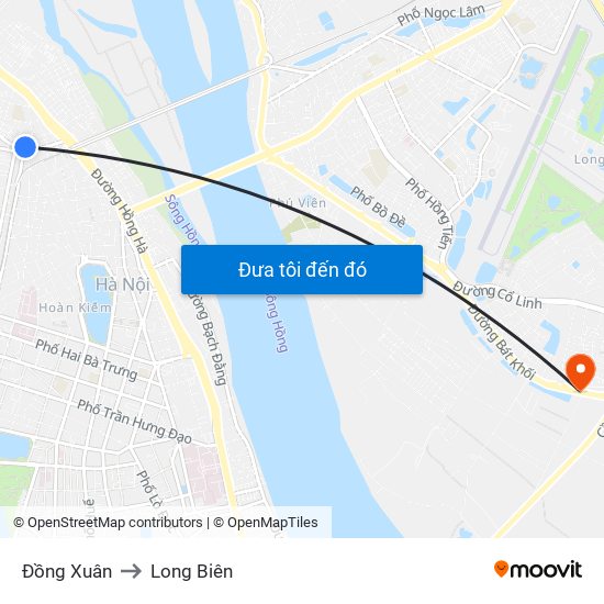 Đồng Xuân to Long Biên map