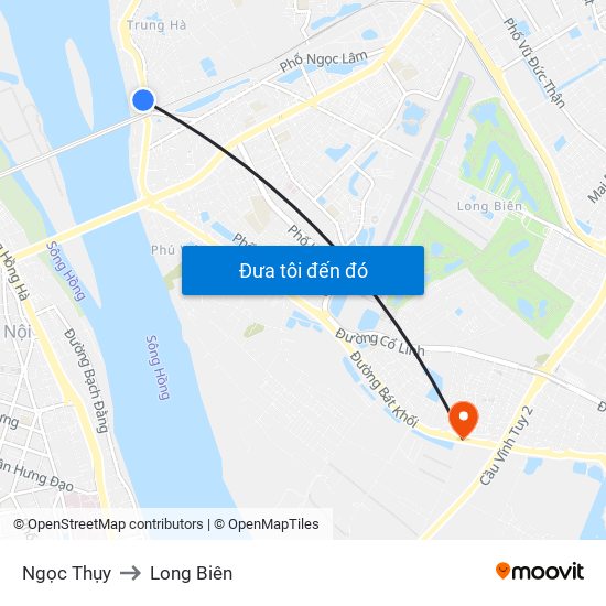 Ngọc Thụy to Long Biên map