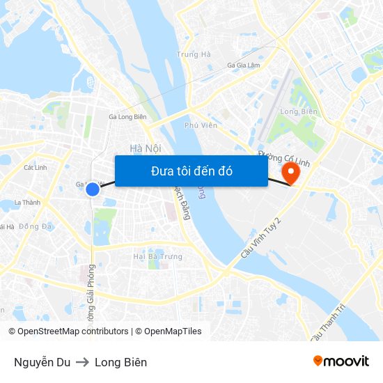 Nguyễn Du to Long Biên map