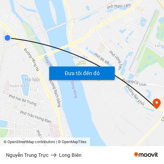 Nguyễn Trung Trực to Long Biên map