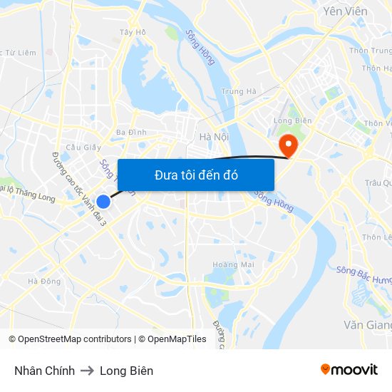 Nhân Chính to Long Biên map