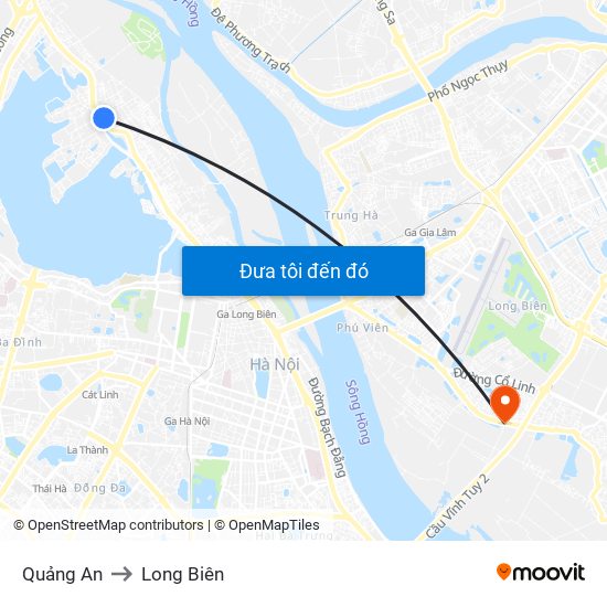 Quảng An to Long Biên map
