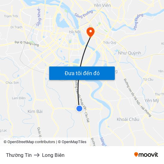 Thường Tín to Long Biên map