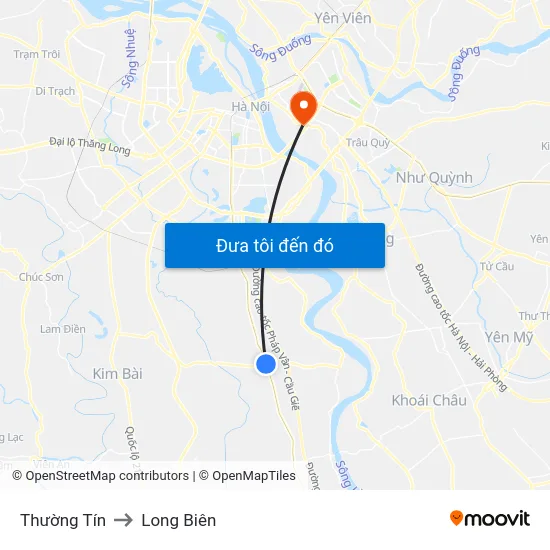 Thường Tín to Long Biên map