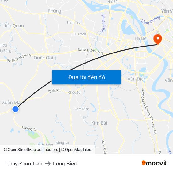 Thủy Xuân Tiên to Long Biên map